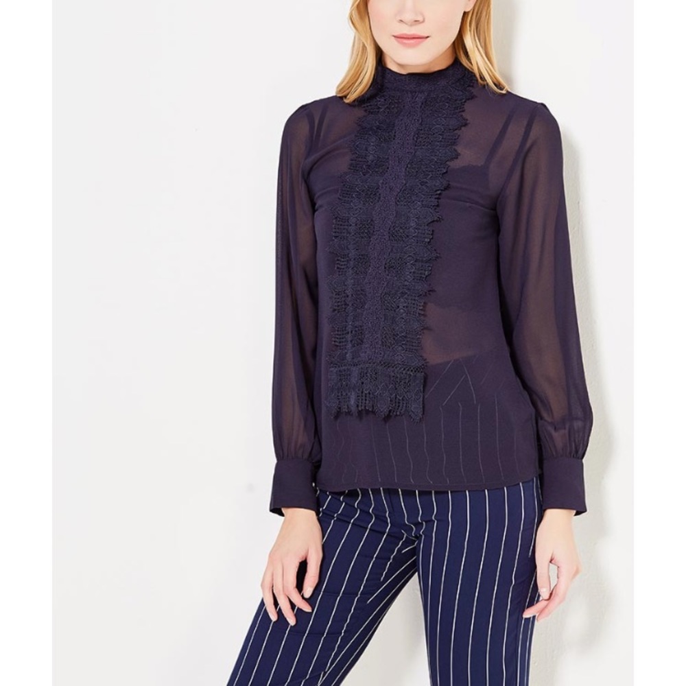 Sheer Lace Panel Blouse
